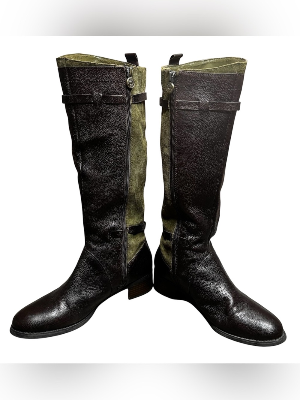 Etienne Aigner Upper Leather Green and Brown Tall Boots Size 9